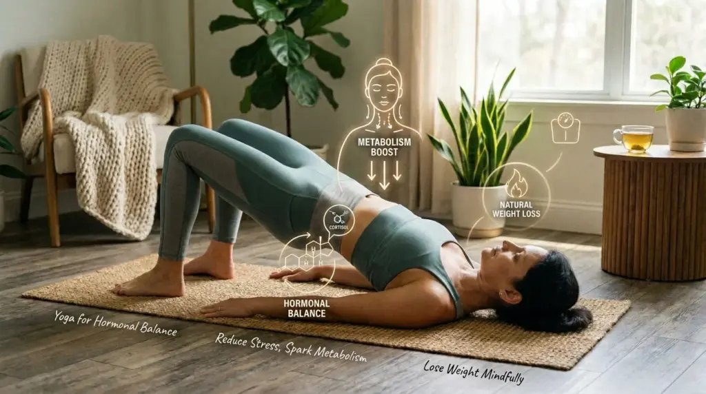 woman practicing yoga pose